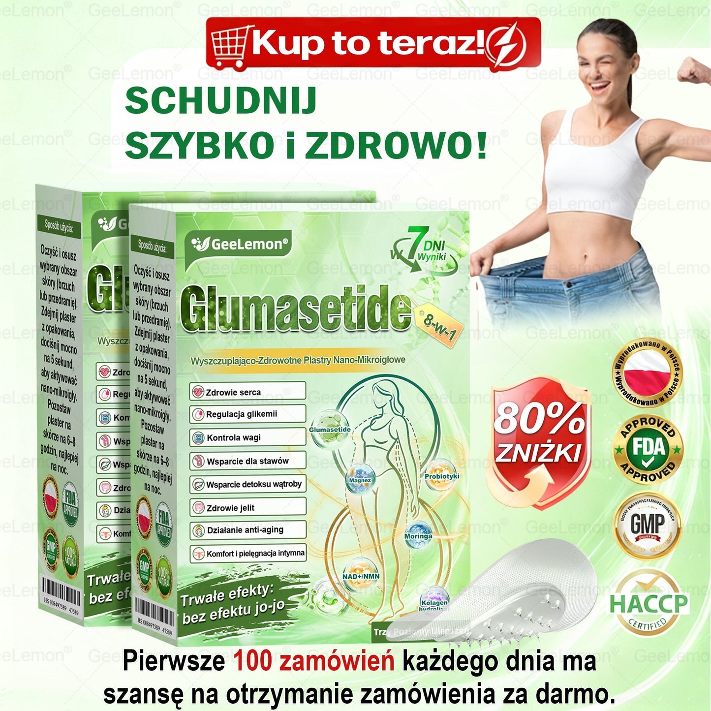 🌱Oficjalny Sklep | 👩‍⚕️🎁 𝐆𝐞𝑒𝐿𝑒𝐦𝐨𝐧® 𝐆𝐥𝐮𝐦ase𝐭𝐢𝐝𝐞 𝟖 𝐰 𝟏 Smukły i Zdrowy Nano Plaster z Mikronakłuciami 🇵🇱(Tylko raz dziennie, widoczne zmiany już w 7 dni)✅ Na otyłość, 🅛🅞🅞🅢🅔 🅢🅚🅘🅝 wiotką skórę, cukrzycę, bezdech senny, problemy ze stawami i wiele więcej