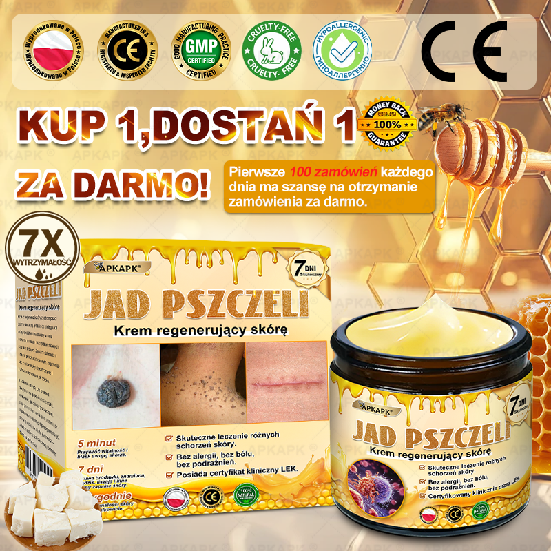 Polecane przez USK w Białymstoku · Wyprodukowano w Polsce✨✨ 𝖠𝖯𝖪𝖠𝖯𝖪® krem regenerujący skórę z jadem pszczelim