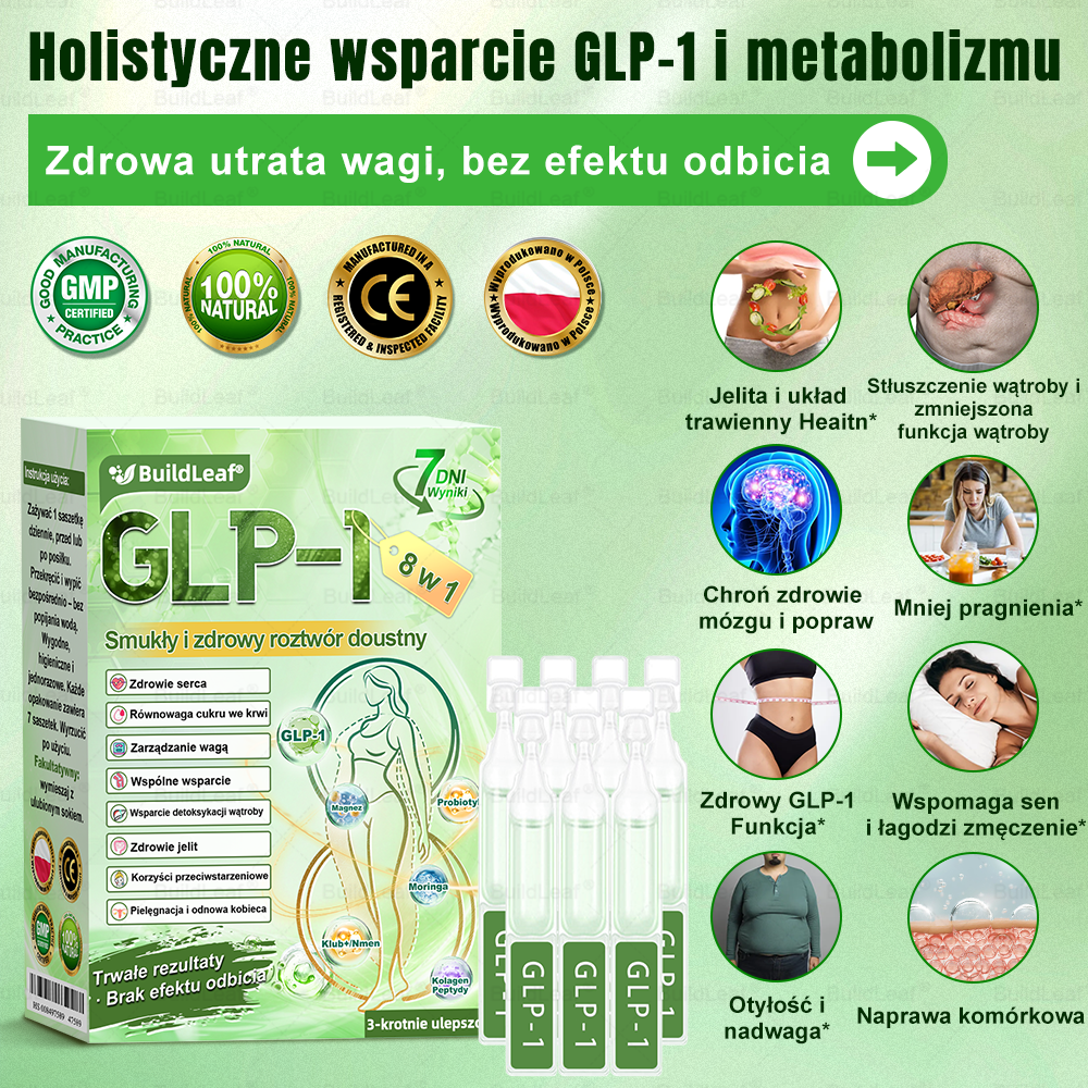 🎅🎄 Merry Christmas | Oficjalny sklep 👩‍⚕️ BuildLeaf® GLP-1 8-w-1 roztwór doustny (raz dziennie, efekty w 7 dni) Wspiera odchudzanie, serce, cukier, sen, jelita, stawy oraz ujędrnia skórę i dodaje energii