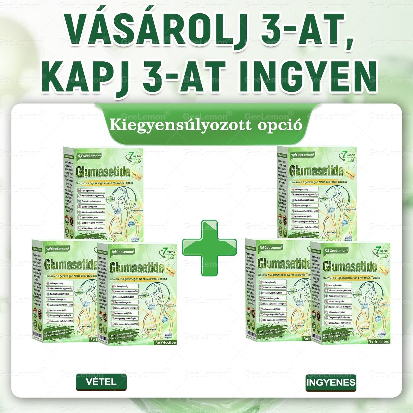 ⚡ Vásárolj 5-öt, kapj 5-öt ajándékba! | Magyar szakértők által ajánlott · 👩‍⚕️ Hivatalos márkabolt | 🎁 GeeLemon® Glumasetide 8 az 1-ben Karcsú és Egészséges Nano Mikrotűs Tapasz 🇭🇺