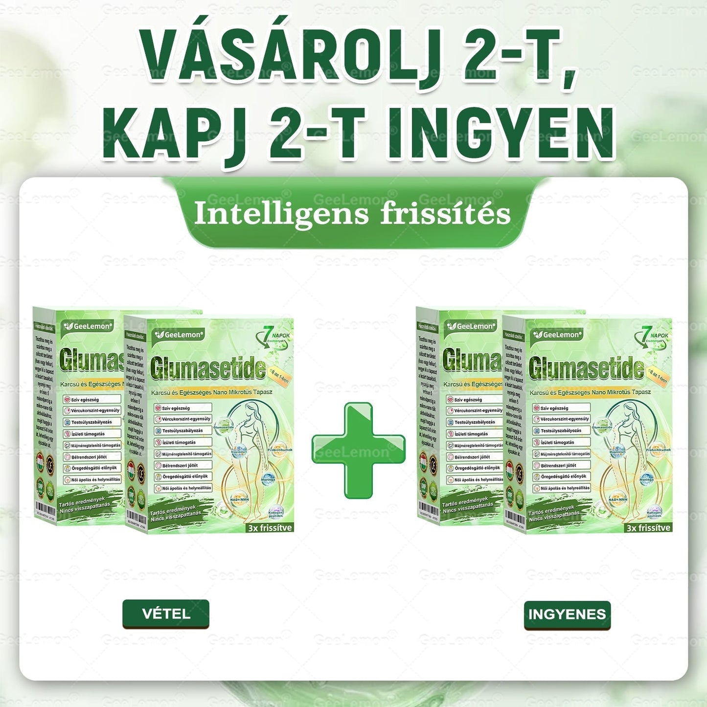 ⚡ Vásárolj 5-öt, kapj 5-öt ajándékba! | Magyar szakértők által ajánlott · 👩‍⚕️ Hivatalos márkabolt | 🎁 GeeLemon® Glumasetide 8 az 1-ben Karcsú és Egészséges Nano Mikrotűs Tapasz 🇭🇺