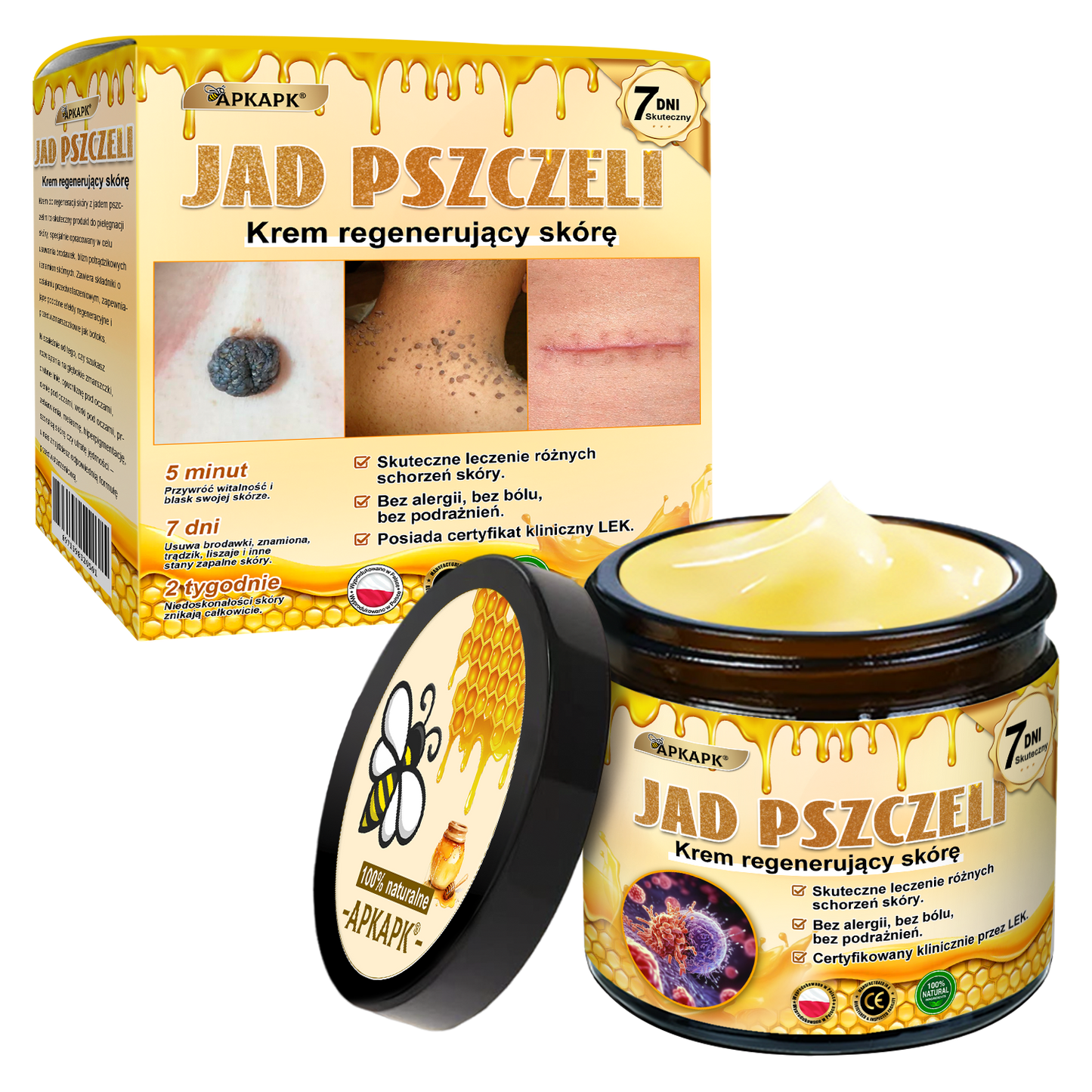 Polecane przez USK w Białymstoku · Wyprodukowano w Polsce✨✨ 𝖠𝖯𝖪𝖠𝖯𝖪® krem regenerujący skórę z jadem pszczelim